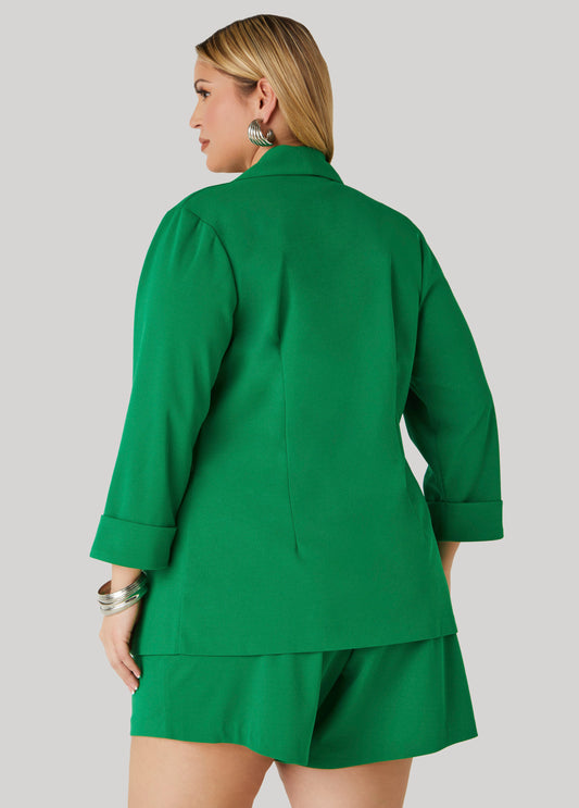 Open Front Cuffed Blazer