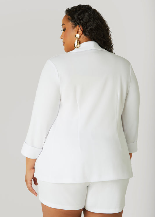 Cuffed Open Front Blazer