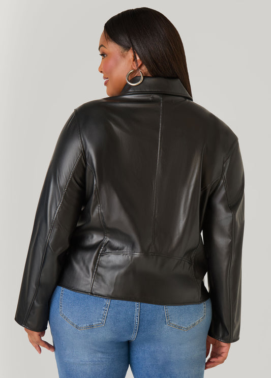 Asymmetric Zip Front Moto Jacket