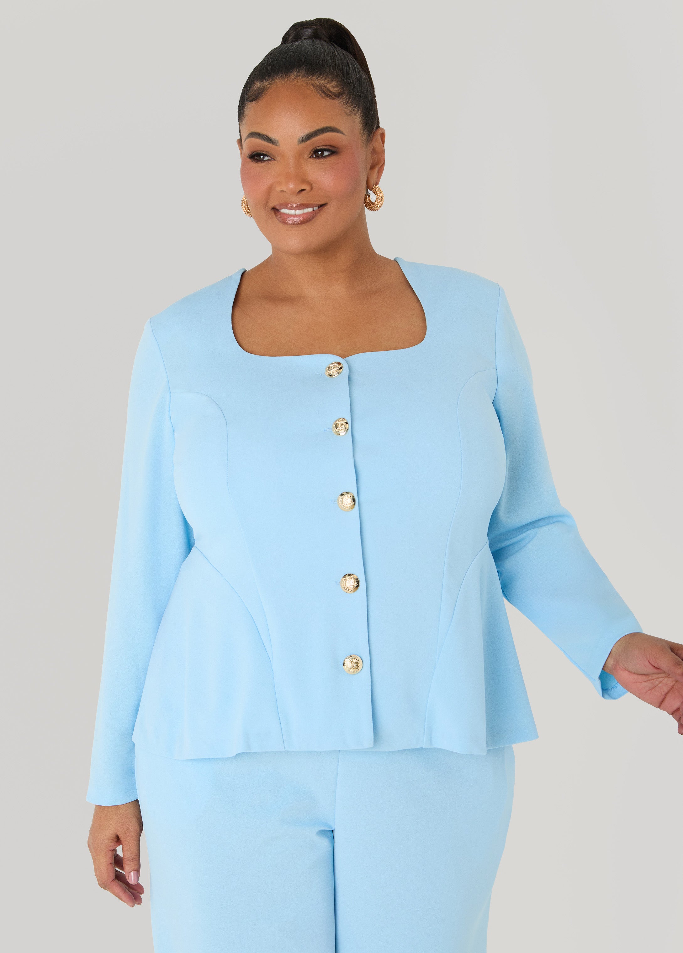 Square Neck Peplum Blazer