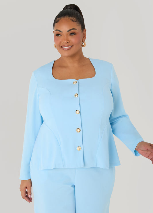 Square Neck Peplum Blazer