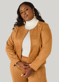 Faux Suede Open Front Jacket