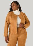 Faux Suede Open Front Jacket
