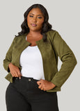 Open Front Faux Suede Jacket