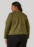 Open Front Faux Suede Jacket