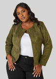 Open Front Faux Suede Jacket