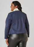 Open Front Faux Suede Jacket