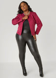 Open Front Faux Suede Jacket