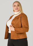 Open Front Faux Suede Jacket