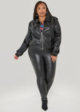 Faux Leather Bomber Jacket
