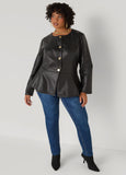 Faux Leather Peplum Jacket