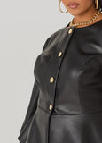 Faux Leather Peplum Jacket