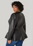 Faux Leather Peplum Jacket