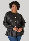 Plus Size Faux Leather Peplum Jacket