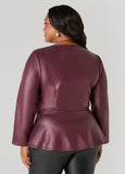 Faux Leather Peplum Jacket