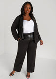 Faux Leather Paneled Ponte Blazer