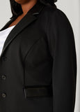 Faux Leather Paneled Ponte Blazer