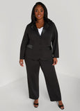 Faux Leather Paneled Ponte Blazer
