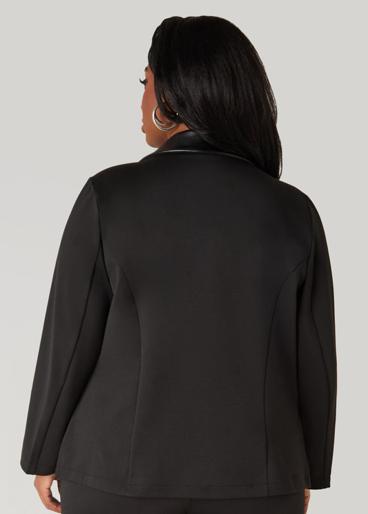 Faux Leather Paneled Ponte Blazer