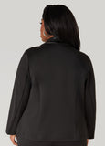 Faux Leather Paneled Ponte Blazer