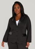 Plus Size Faux Leather Paneled Ponte Blazer