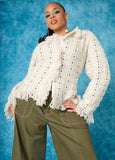 Plus Size Classic White Boucle Luxe Jacket Plus Size Knit Blazer