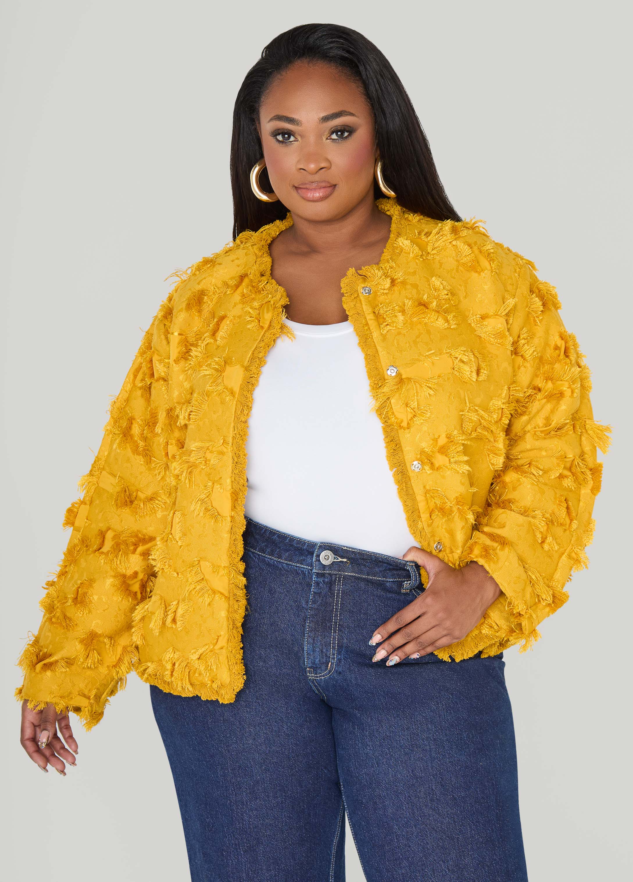 Frayed Textured Twill Jacket