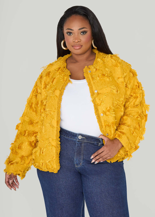 Frayed Textured Twill Jacket