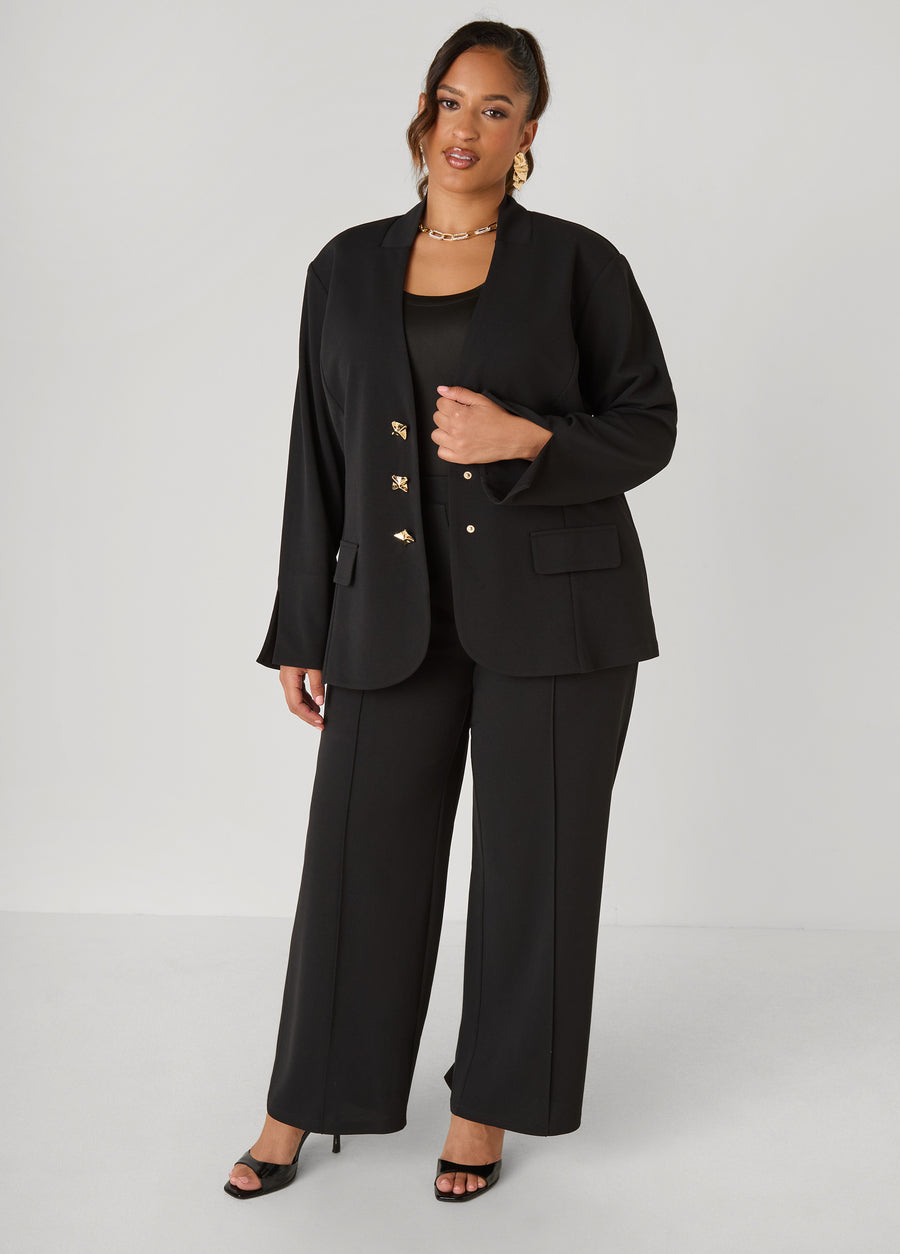 Hammered Button Front Blazer