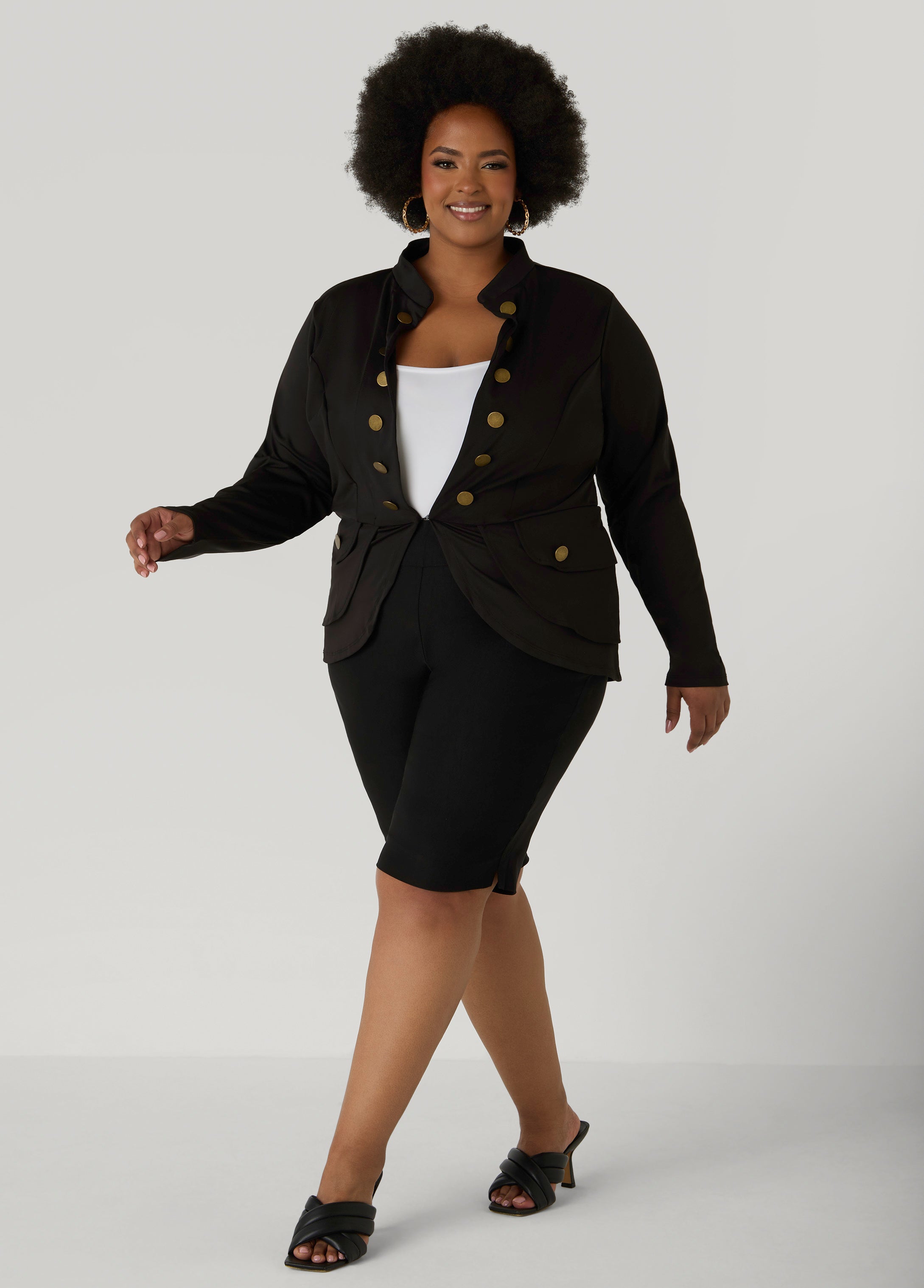 Plus Size Trendy Napoleon Jacket Knitted Military Jacket