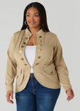 Plus Size Trendy Napoleon Jacket Knitted Military Jacket