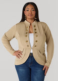 Plus Size Trendy Napoleon Jacket Knitted Military Jacket