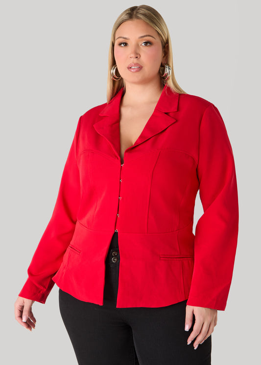 Plus Size Corset Paneled Jacket