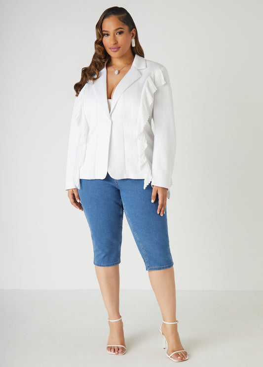 Plus Size Ruffle Trimmed Blazer