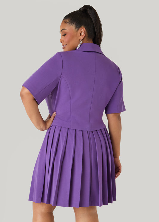 Cropped Button Front Blazer