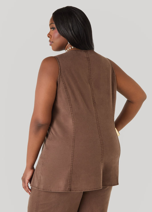 Square Neck Chambray Vest