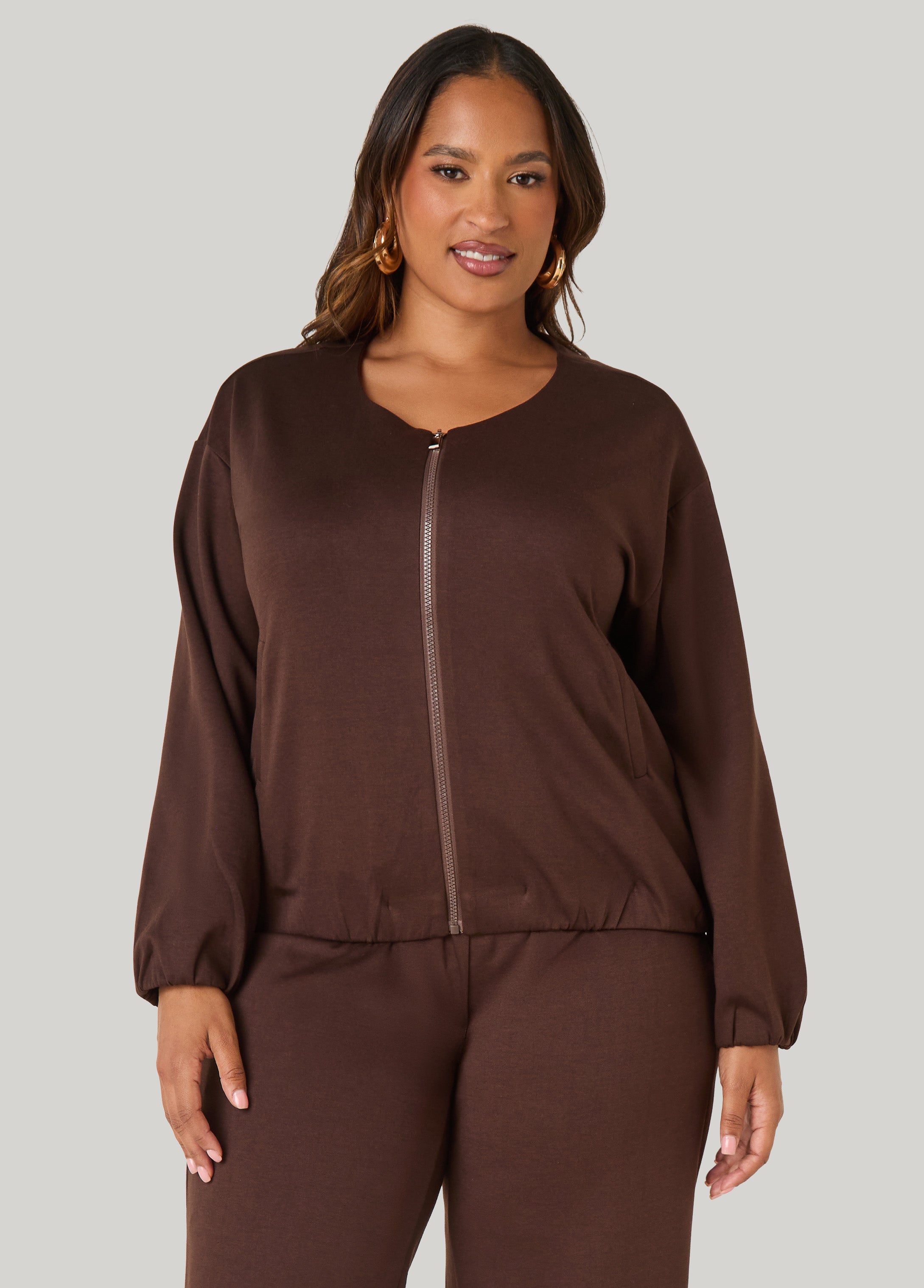 Gathered Waist Ponte Jacket