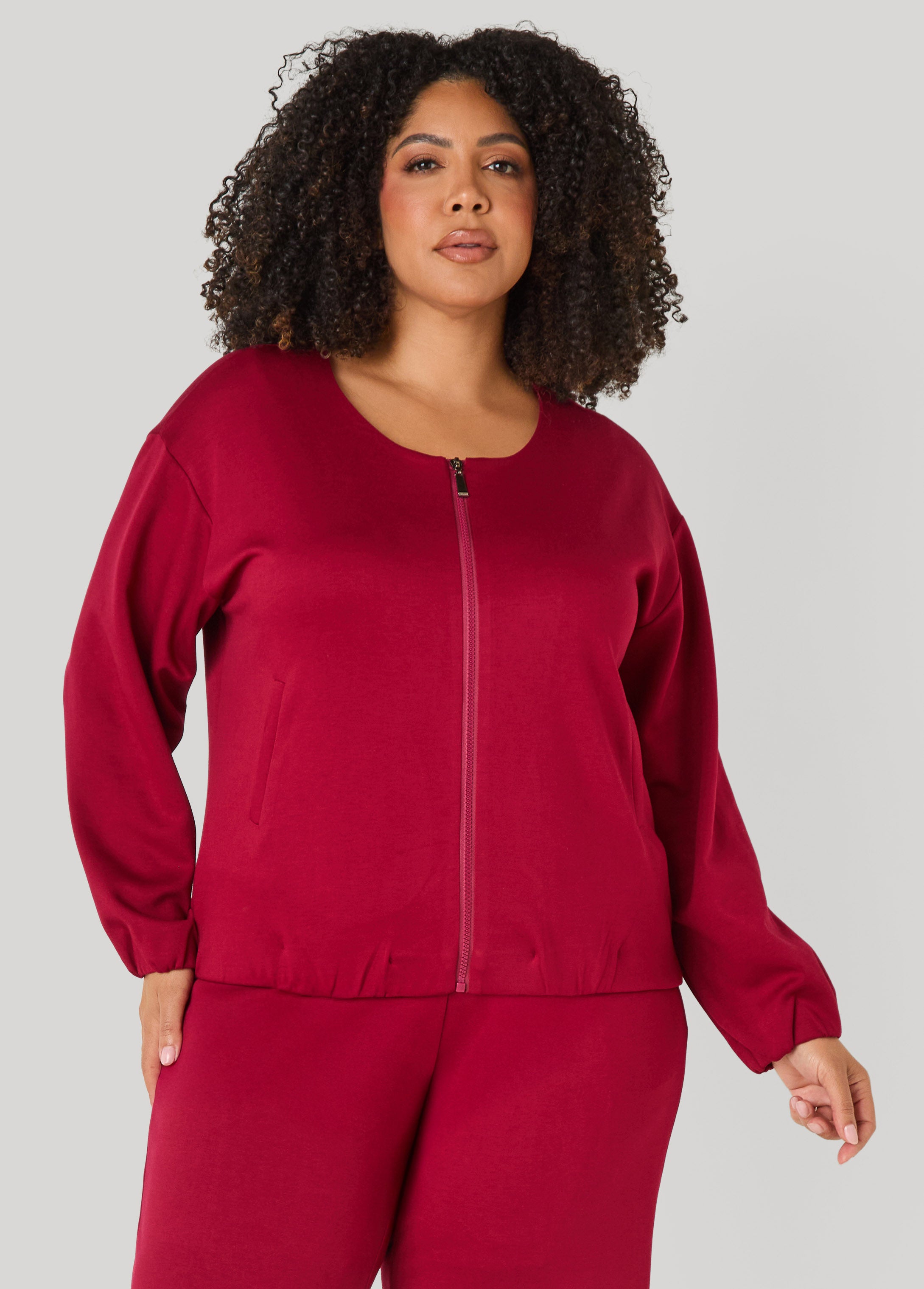 Gathered Waist Ponte Jacket