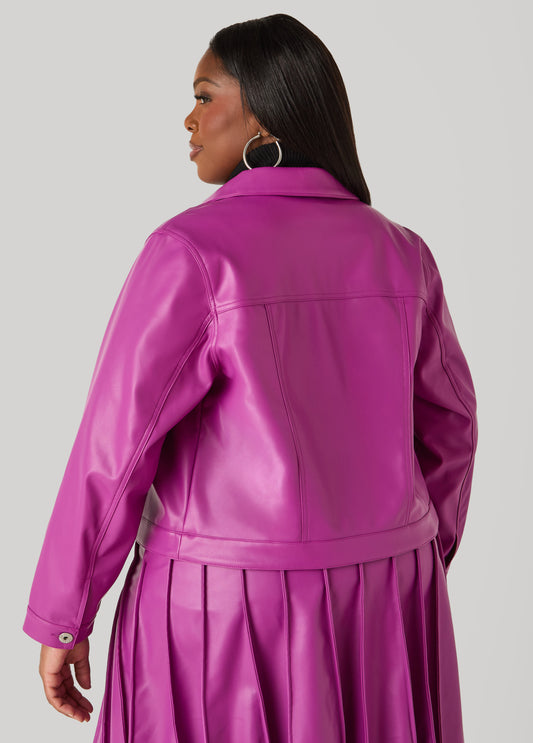 Faux Leather Trucker Jacket