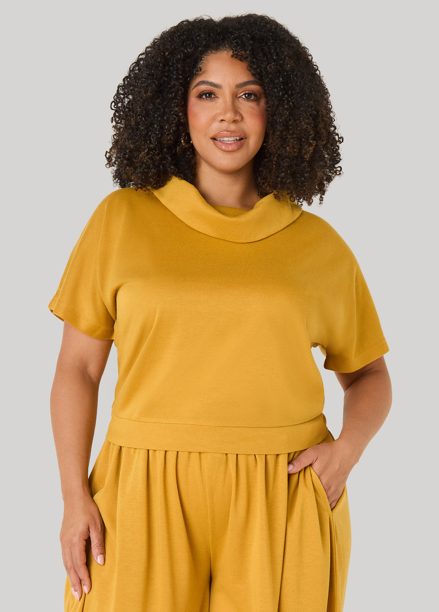 Cowl Neck French Terry Pullover