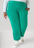Plus Size Mid Rise Piped Fleece Joggers