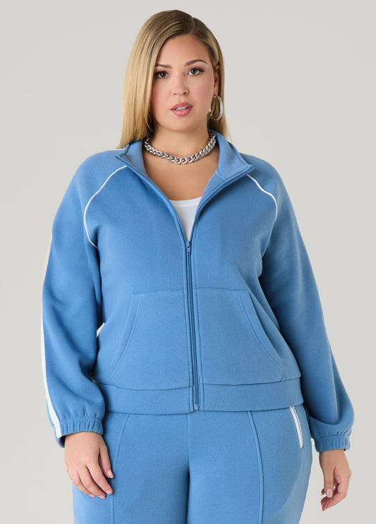 Piped Zip Front Track Jacket