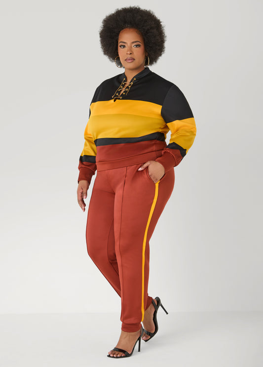 Pintucked Striped Joggers