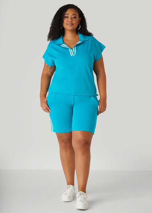 Plus Size Striped Terry Shorts