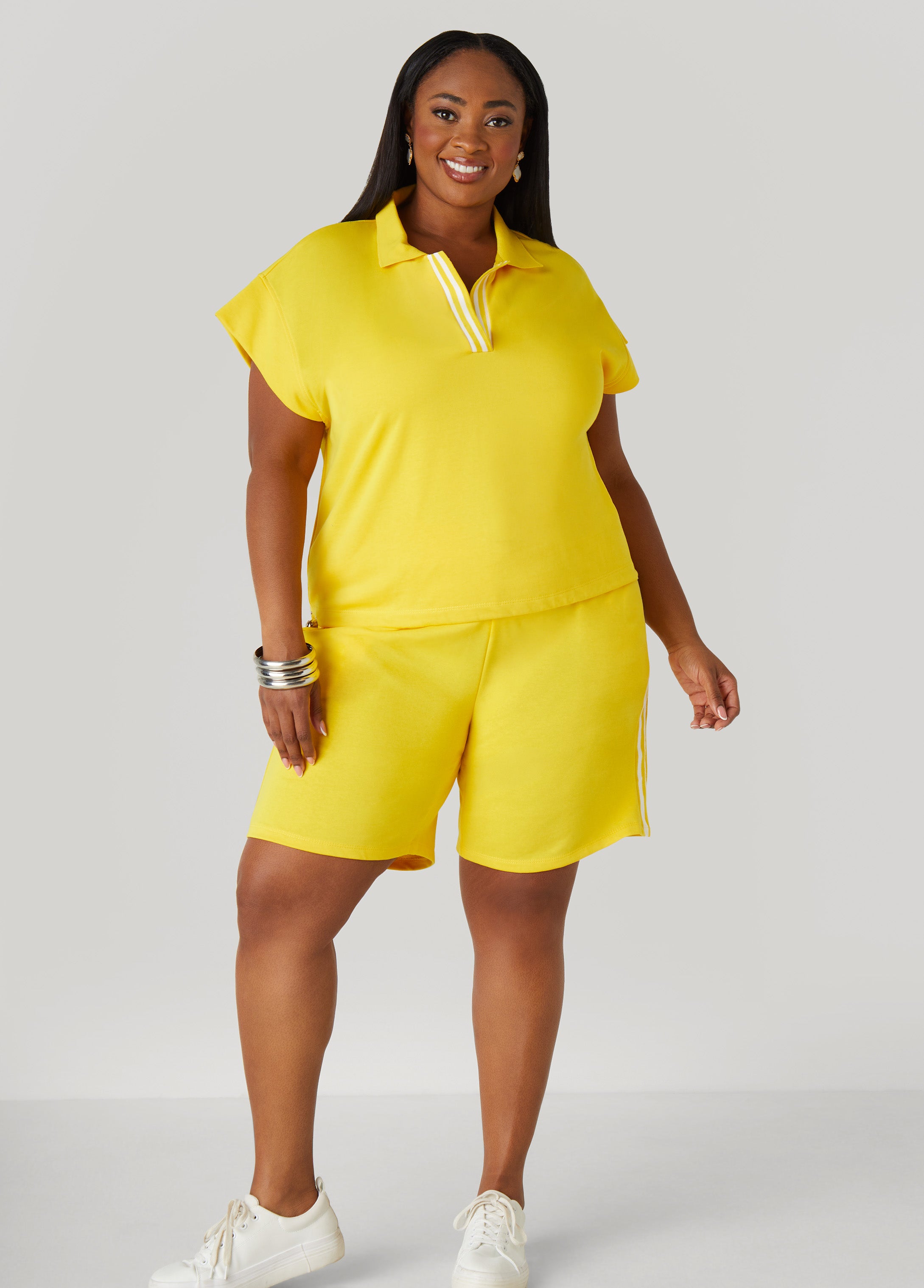 Plus Size Striped French Terry Shorts