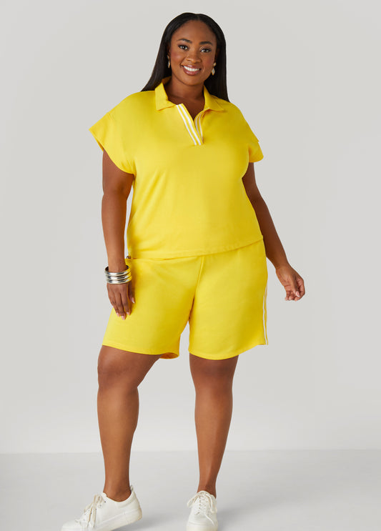 Plus Size Striped French Terry Shorts