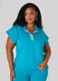 Plus Size Striped French Terry Polo