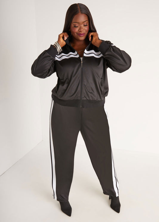 Plus Size Classic Striped Track Pants 2000 fashion Y2K Streetwear Set