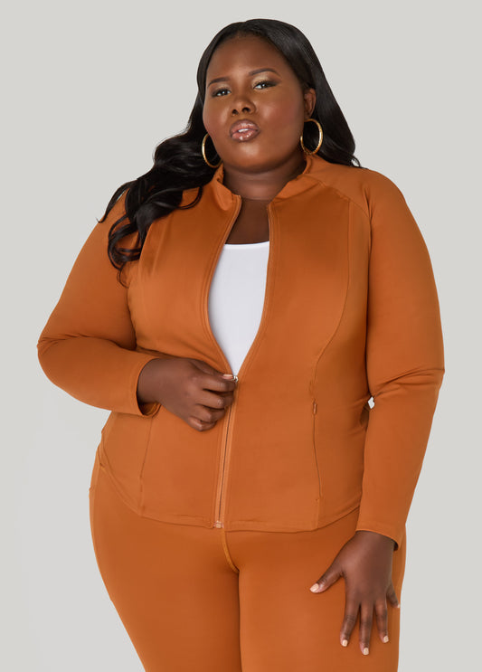 Plus Size Zip Front Athletic Jacket