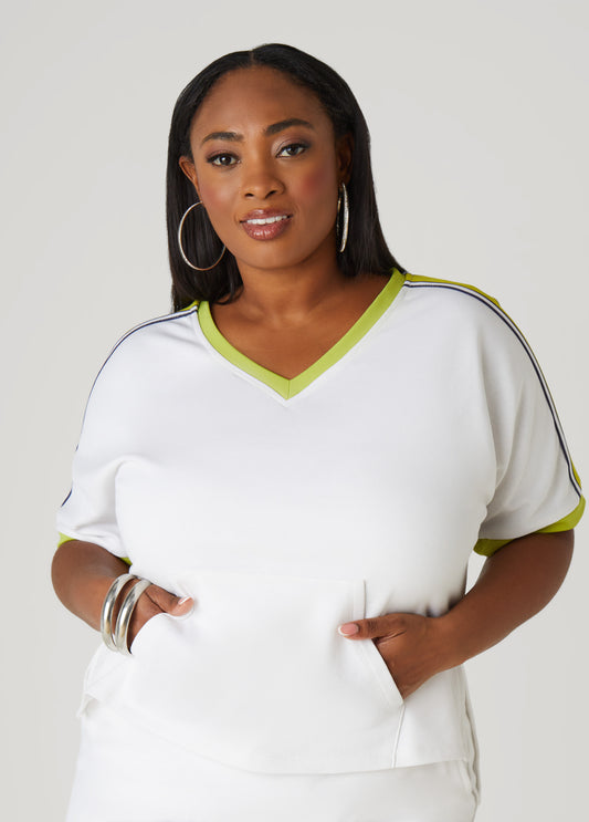 Plus Size Striped French Terry Hi Low Top